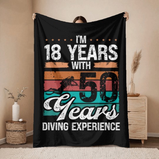 68 Birthday Idea Scuba Diving 68 Year Old Diver Throw Blankets