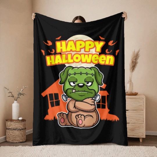 Happy Halloween Scary Funny Hallow's Eve Costume Throw Blankets