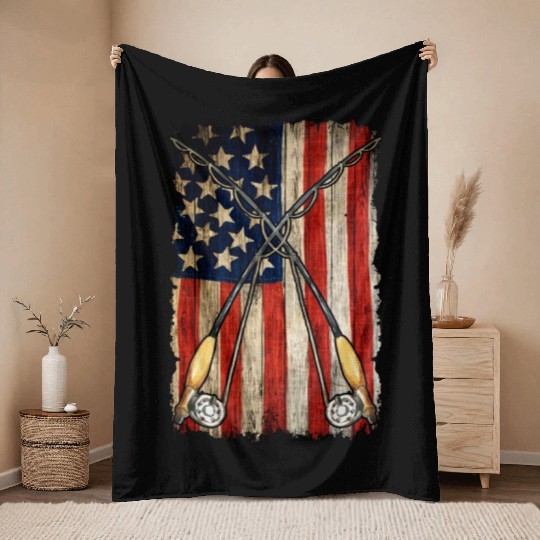 Fishing US flag Throw Blankets, Fishing Flag design, Fisher