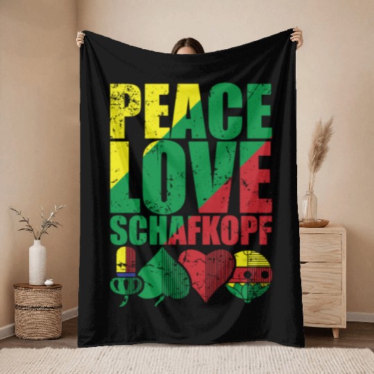 Peace Love Sheepshead Card Game Playing Card Throw Blankets