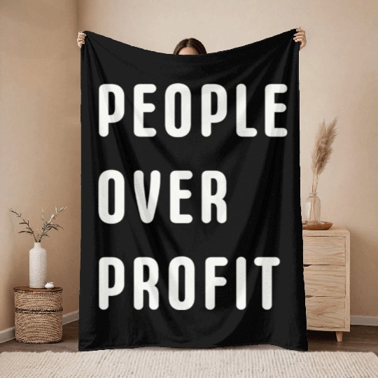 People Over Profit Anti Capitalism Protest Throw Blankets