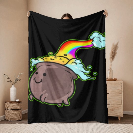 A Pot Of Gold At The End Of A Rainbow For St. Throw Blankets