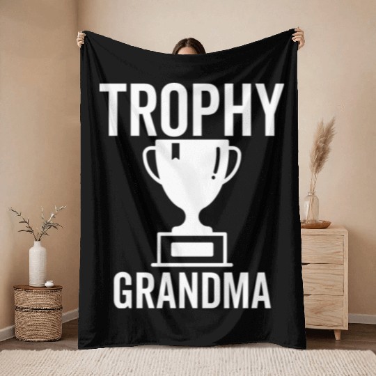 Trophy Grandma Throw Blankets