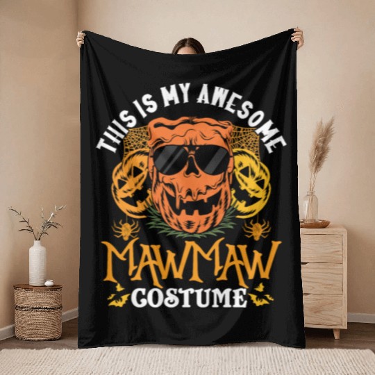 This Is My Awesome Mawmaw Costume Grandma Throw Blankets