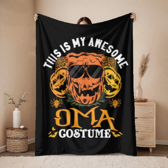 This Is My Awesome Oma Costume Grandma Halloween Throw Blankets