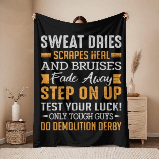Demolition Derby Driver Demolition Derby Throw Blankets