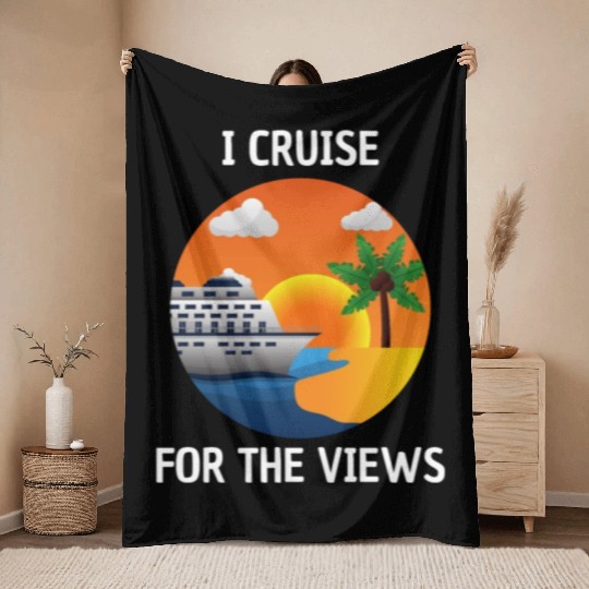 Cruise for the Views Vaction Ship Mardi Gras Throw Blankets