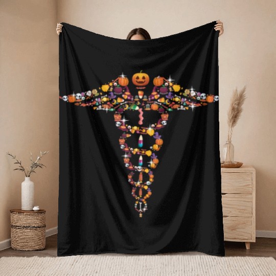 Halloween Medical Sign Throw Blankets