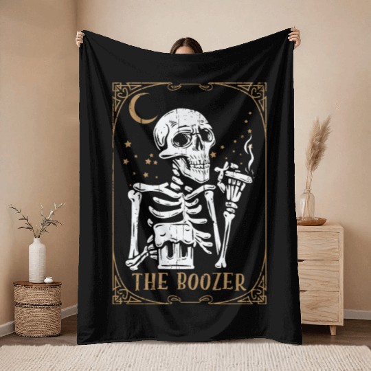Alcohol Tarot Card Occult Club Gothic Vice Drink Throw Blankets