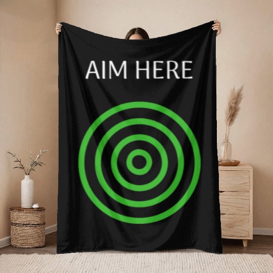 Aim Here Target Archery Bullseye Throw Blankets