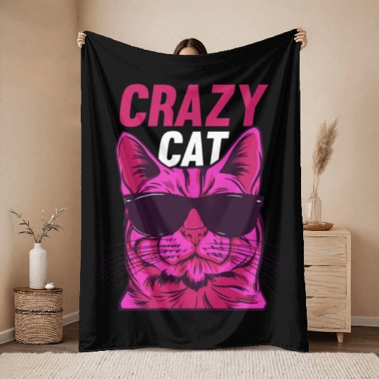 Cat Lover Cat Owner Funny Cat Meme I Crazy Cat Throw Blankets