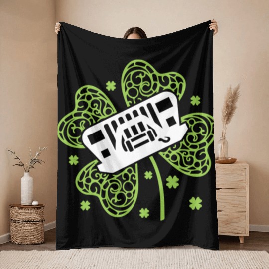 Shamrock Jeep Throw Blankets