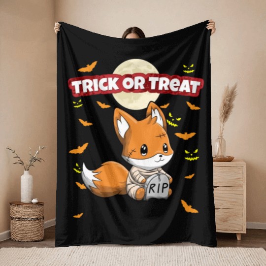 Trick Or Treat Scary Creepy Halloween Monster Throw Blankets