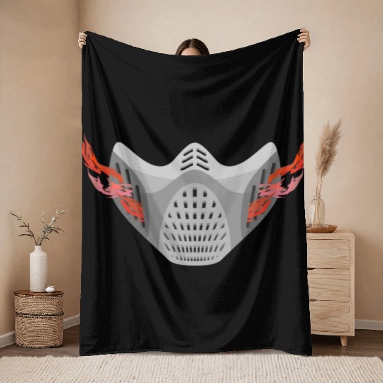 Face Protection Grey Fire Gas Mask Throw Blankets
