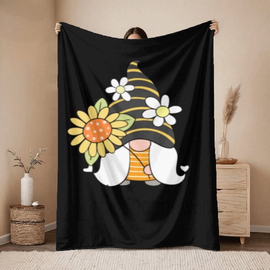 Little Sunflower - Cute Gnomo Throw Blankets