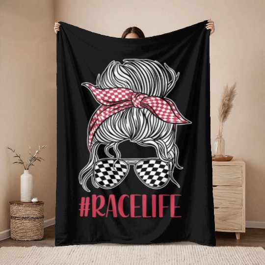 Racing Race Sunglasses Girl Throw Blankets