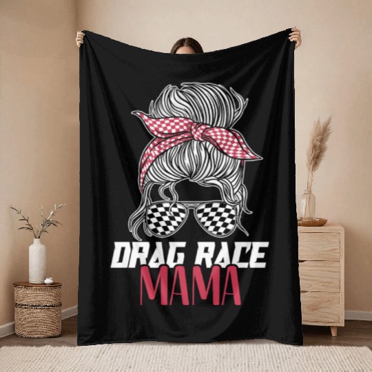 Drag Race Racing Sunglasses Mom Throw Blankets