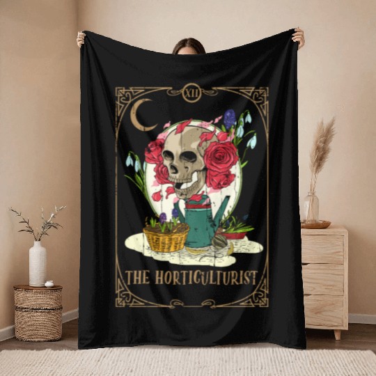 Horticulture Plants Tarot Card Occult Club Gothic Throw Blankets