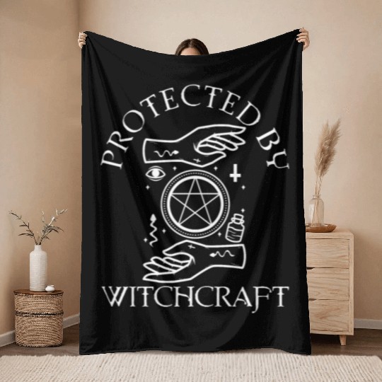 Protected By Witchcraft Throw Blankets
