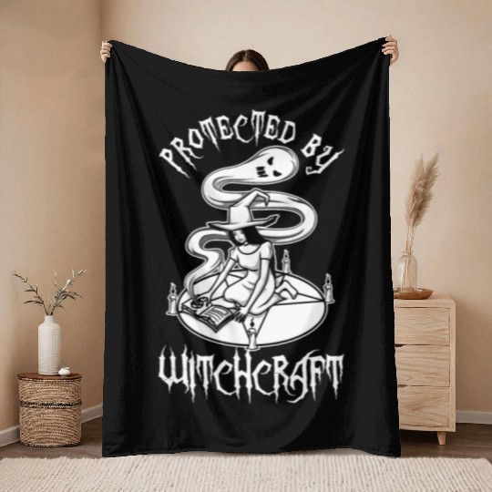 Protected By Witchcraft Throw Blankets