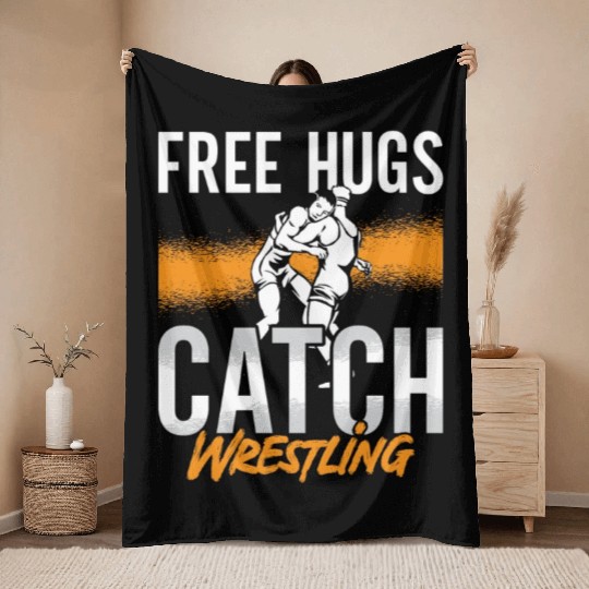 Catch Wrestling Free Hugs Wrestler Fight Grappling Throw Blankets