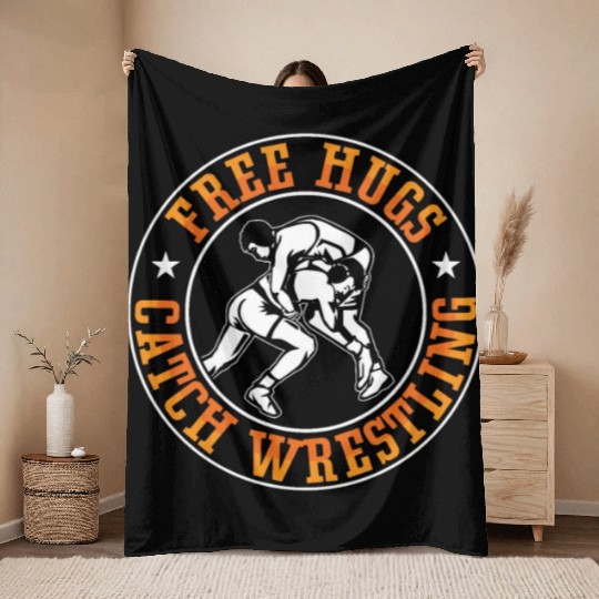 Catch Wrestling Free Hugs Fight Grappling Wrestler Throw Blankets