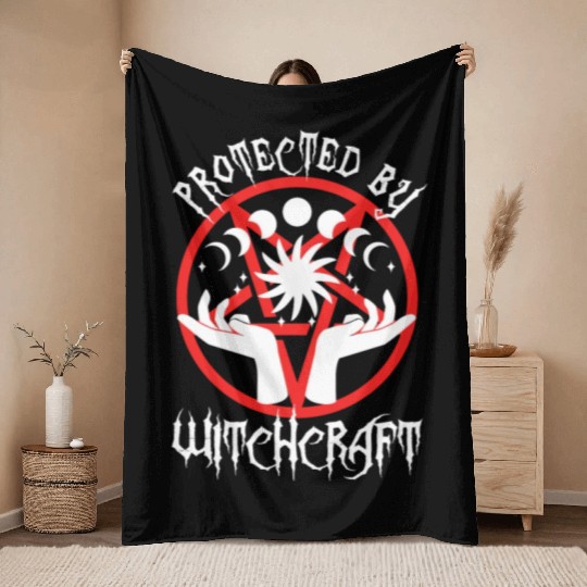 Protected By Witchcraft Throw Blankets
