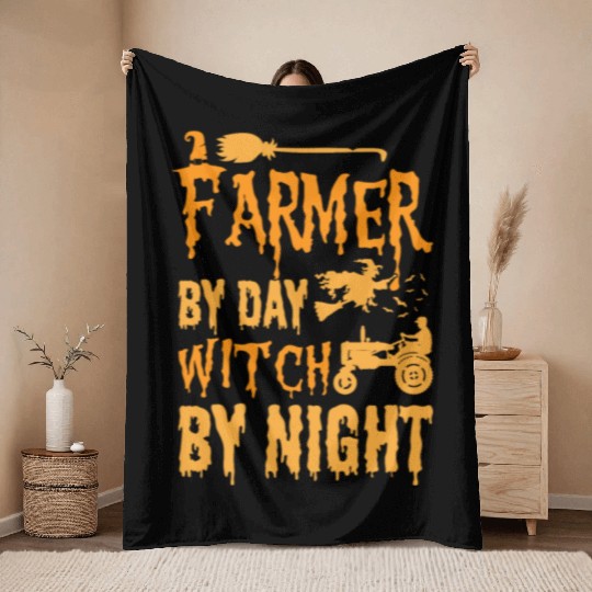 farmer by day witch by night. Throw Blankets