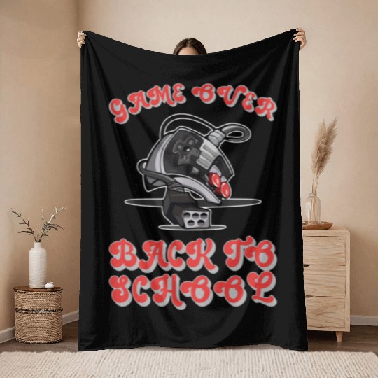 Game Over Back To School Throw Blankets