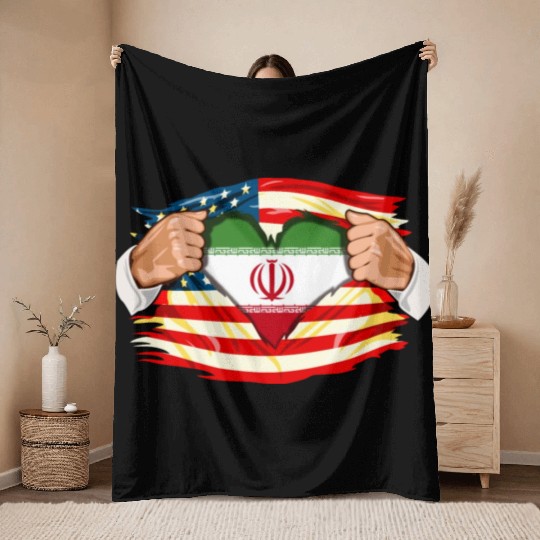 Persians Who Live in America Iran Flag Throw Blankets