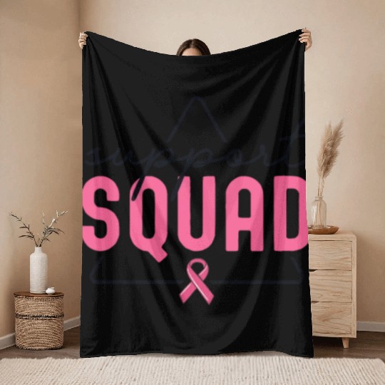 Breast Cancer Support Squad Matching Family Throw Blankets