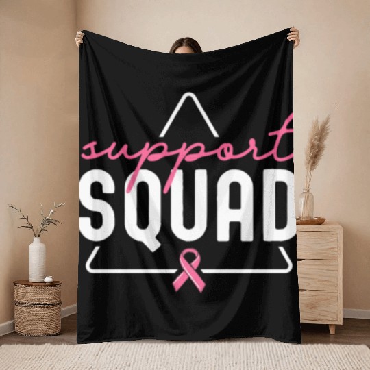 Breast Cancer Support Squad Matching Family Throw Blankets