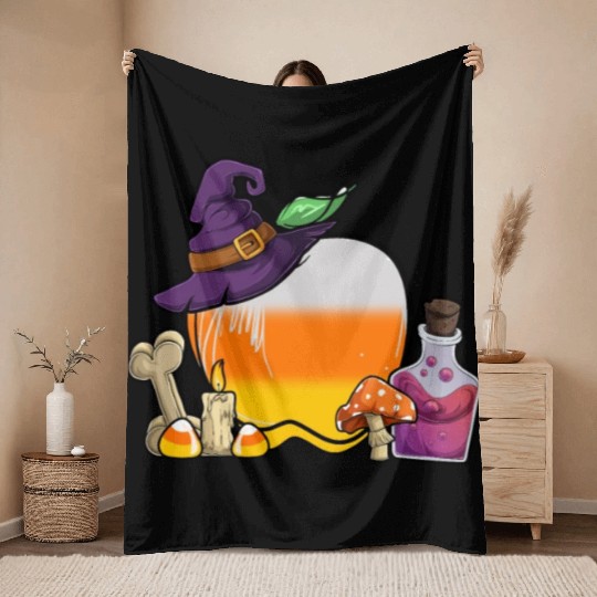 Halloween Candy Corn Apple Throw Blankets