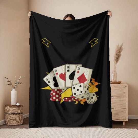Poker Casino Poker Player Gambling Roulette Gift Throw Blankets