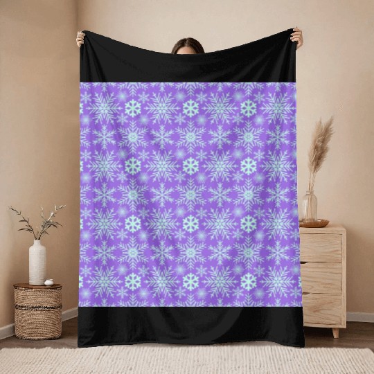 Modern Snowflakes Pattern Purple Blue Throw Blankets