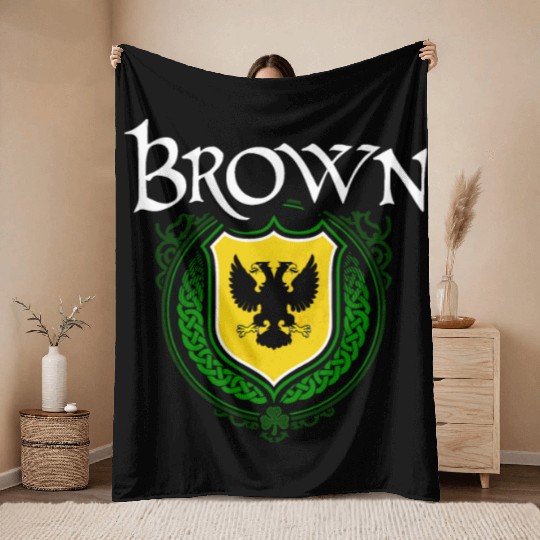 Brown Family Irish Coat of Arms Clan Crest Throw Blankets