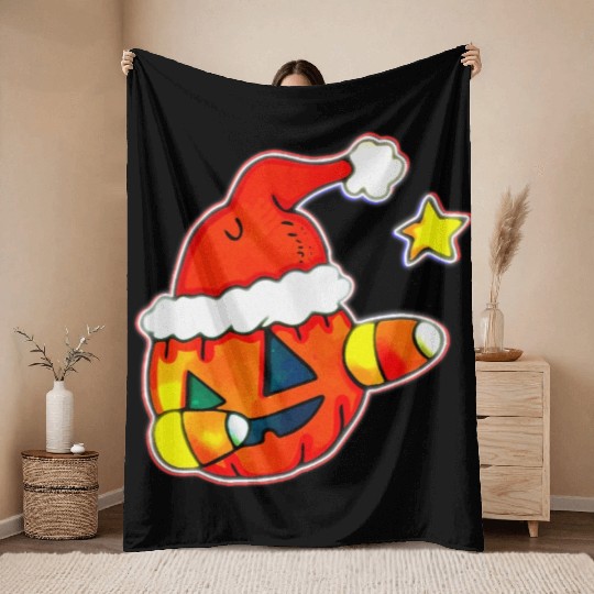 Jack O Lantern Dabbing Christmas Throw Blankets