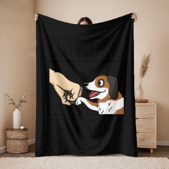 Saint Bernard Best Friends For Life Throw Blankets