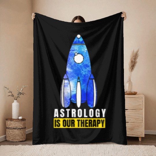 Abstract Delightful Rocket Of Cheerful Astro Quote Throw Blankets