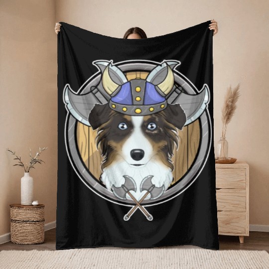 Australian Shepherd I Valhalla I Viking Throw Blankets
