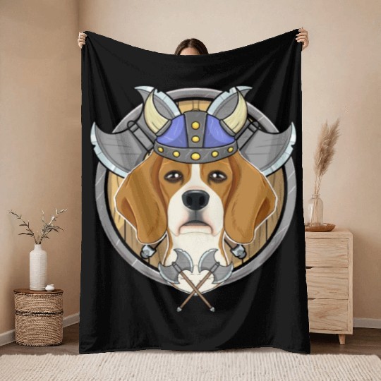 Beagle I Valhalla I Viking Throw Blankets
