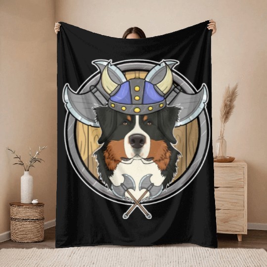 Bernese Mountain Dog I Valhalla I Viking Throw Blankets