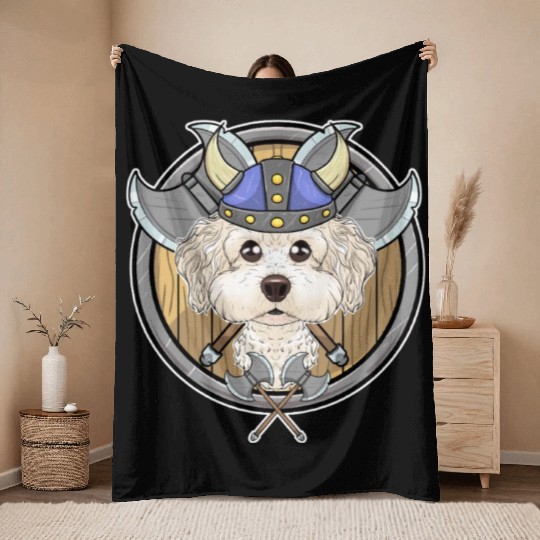 Bichon Frise I Valhalla I Viking Throw Blankets