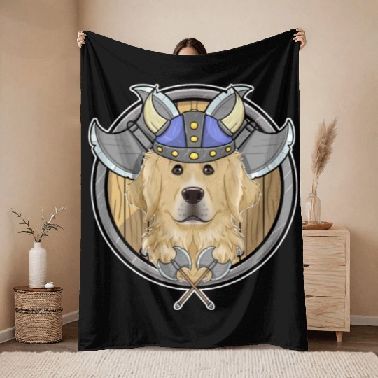 Golden Retriever I Valhalla I Viking Throw Blankets