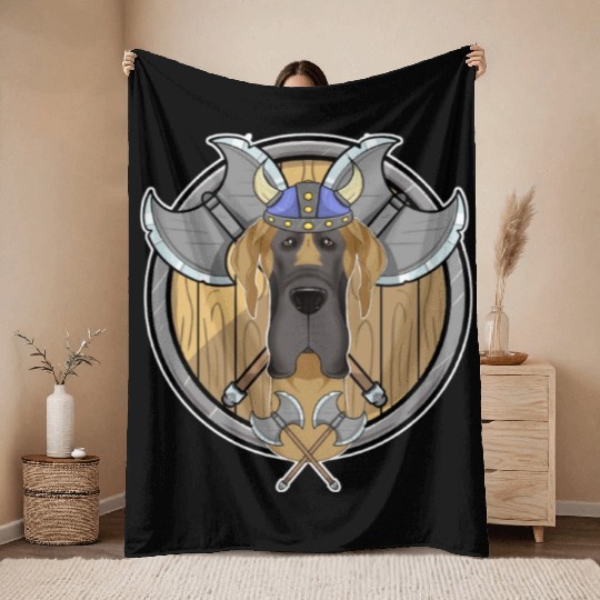 Great Dane I Valhalla I Viking Throw Blankets