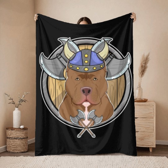Pitbull I Valhalla I Viking Throw Blankets