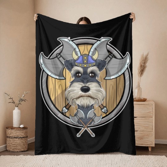 Miniature Schnauzer I Valhalla I Viking Throw Blankets
