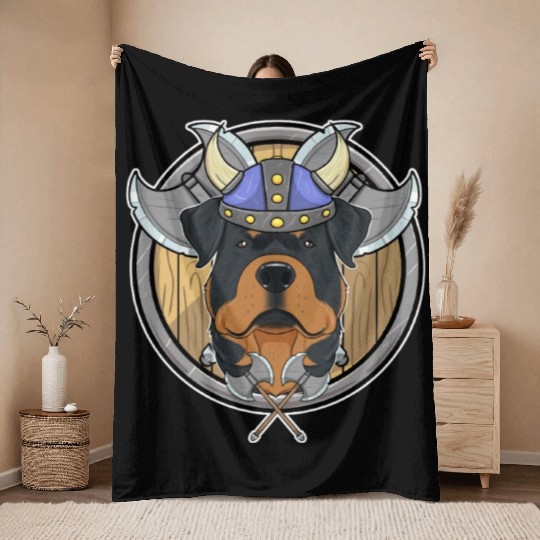 Rottweiler I Valhalla I Viking Throw Blankets