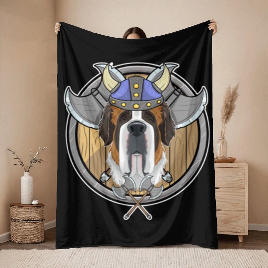 Saint Bernard I Valhalla I Viking Throw Blankets
