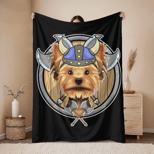 Yorkshire Terrier I Valhalla I Viking Throw Blankets